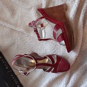 Red Wedgie Sandals in Original Box